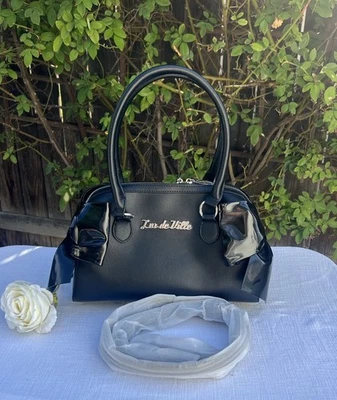 Bolso de Mano Lux De Ville Doble Arco Negro y Negro Nuevo. Foto 1 de 4