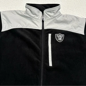 Chaqueta polar de los Raiders de la NFL Team Apparel cremallera completa negra gris para hombre talla grande” - Imagen 1 de 8