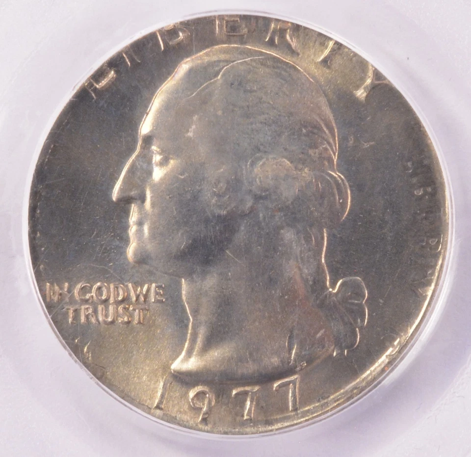 1977 25c Washington Quarter on Nickel Double-Denomination  5c PCGS MS64 - Image 1 of 1