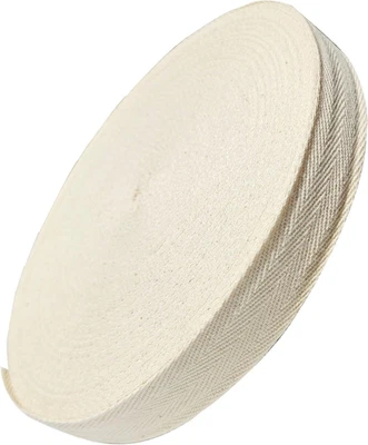 Cinta de cinta de sarga de algodón 55 yardas 1/2 pulgada, espiga beige natural para coser Foto 1 de 4