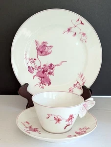 Wunderschöne antike Haviland & Co. Collamore Schmetterling Henkeltasse Untertasse Teller Trio - Bild 1 von 13
