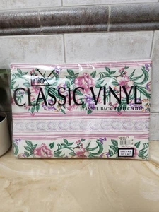 Lintex Klassische Vinyl Tischdecke 52x90 Länglich Flanell Rückseite Party Rosa Blumen MCM - Bild 1 von 4