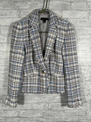 Chaqueta Blazer Ann Taylor Mujer Azul y Marrón Tweed Talla 2 Foto 1 de 4