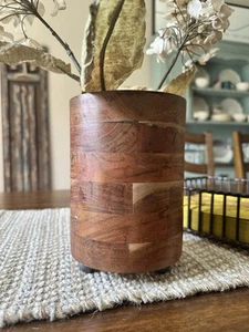 Mango Wood Vase Made In India - Picture 1 of 9