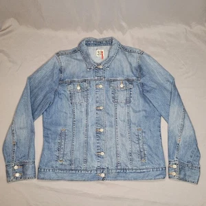 Old Navy Jacket Womens 2XL Blue Denim Trucker Button Front Pockets Light Wash - Picture 1 of 24