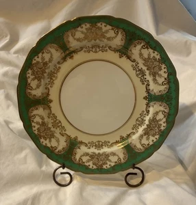 Noritake M Emerald Green w. Gold Scrolls & Trim Hand Painted Dinner Plate Japan - Picture 1 of 7