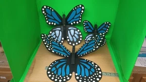 Wooden Butterfly Set / Set Of 3 Color BLUE 🔵 💙 - Picture 1 of 16