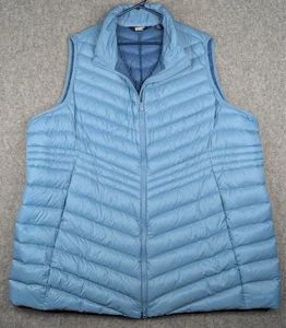 Lands' End Down Puffer Vest Women’s 3X 24W–26W Blue Quilted Zip Front - Warm - Picture 1 of 5