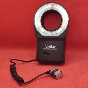 Vivitar Macroflash 5000 Ring Flash w 52mm Adapter, Sync Cord & Hot Shoe Adapter - Imagen 1 de 5