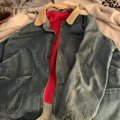 LL Bean Size XL Tall Long Mens Denim Wool Lined Barn Chore Coat Jacket VTG - Image 1 of 2