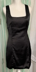 DO + BE Black Bodycon Dress, Knee Length, Square Neck, Satin Look, Wedding,Large - Picture 1 of 8
