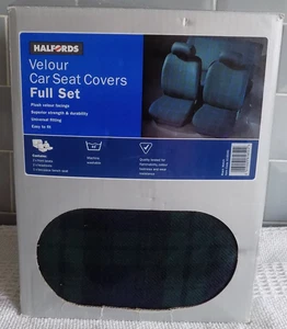 Vintage Halfords Full Set Seat Cover Boxed Tartan Check - Picture 1 of 4