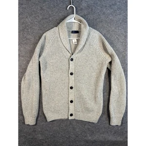 GAP Mens Cardigan Sweater Large Lambswool Blend Gray Multi Button Front Knit - Picture 1 of 7