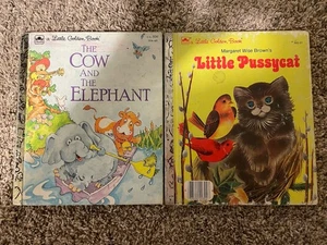 Vintage Golden Books Set Of Two The Cow And The Elephant / Little Pussycat - Bild 1 von 8