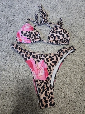 Женщин треугольник струнных инструментов бикини гепард печать цветочный сексуальный размер средний - Изображение 1 из 4