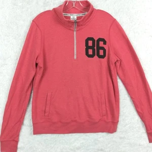 Victoria's Secret Pink Womens Sweatshirt Half Zip Orange Pullover Love Pink M - Picture 1 of 10