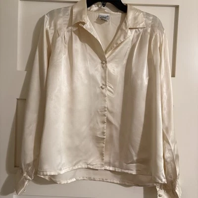 Blusa Sedosa De Colección Marfil Para Mujer Carrera Koret Talla 10 Secretaria Geek Carrera Foto 1 de 4