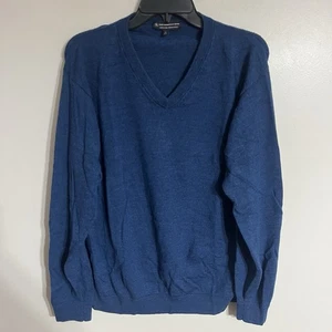 Hart Schaffner Marx Merino Men’s Sweater Extra Fine Wool V-Neck Blue Size XL - Picture 1 of 10