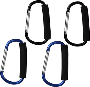 4 PACK Large Carabiner, 5.5" D-Style Click & Carry Bag Carrier Stroller Clip - Picture 1 of 12