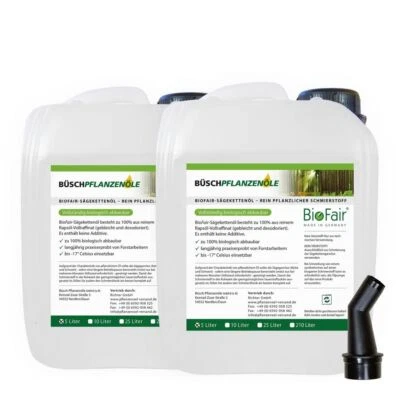 10L BioFair Sägekettenöl aus 100% reinem Rapsöl-Vollraffinat (2x5L)