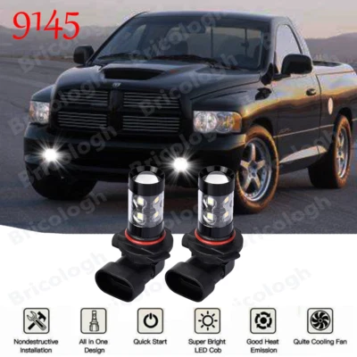 Pair 6000K White LED Fog Light Bulbs For Dodge RAM 1500 2500 3500 2010 2011 2012 - Image 1 of 4