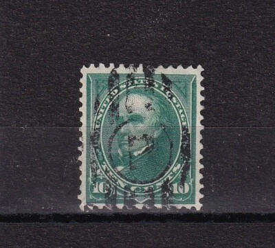 US Stamp 1894 Daniel Webster # 258 Perf 12 green Fancy Cancel 10 Cent Lot 488 - Image 1 of 2