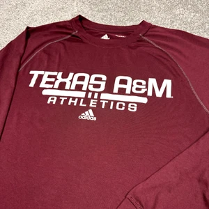Texas A&M Aggies Shirt Men Medium Red adidas NCAA Long Sleeve Gym Run Athletics - Picture 1 of 7