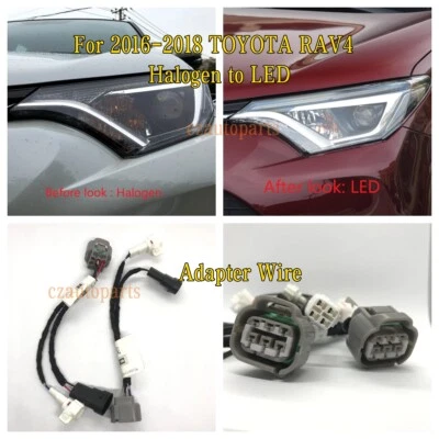 Car Headlight Upgrade Harness For 2016 2017 2018 TOYOTA RAV4 from Halogen to LED - Image 1 of 4