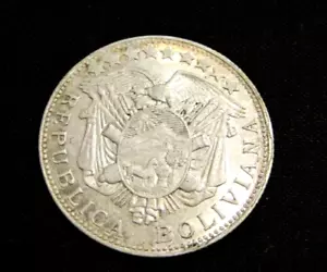 Bolivien 1900 - so 50 Centavos - 1/2 Boliviano Silbermünze - Bild 1 von 6