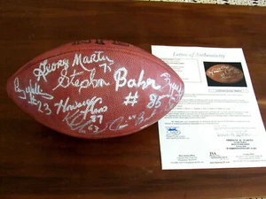 NEW YORK GIANTS 1980'S CARSON BANKS MORRIS MARTIN SIGNED AUTO FOOTBALL JSA LOA - Picture 1 of 10