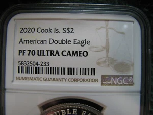 2020 Cook Islands AMERICAN DOUBLE EAGLE Silver Coin NGC PF 70 ULTRA CAMEO - Picture 1 of 4