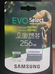 Memory Card with SD Adapter Samsung Evo Select 256 Gb - Picture 1 of 4