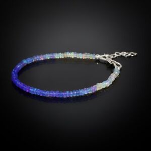 Lavender - Fire Opal Beads Bracelet - Sterling 925 Silver Bracelet Love Gift