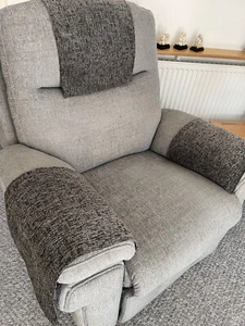 Stuhl Sessel Rückenlehne Bezug Antikassar Sofa Sessel 1 x Chenille Grau Gardine - Bild 1 von 4