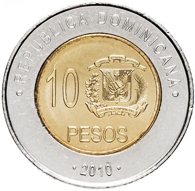 Dominican Republic 10 Pesos Coin | Matias Ramon Mella | 2005 - 2016 - Image 1 of 4