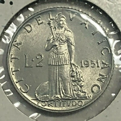 1951 Vatican City Uncirculated Two Lire Foreign Coin #1307 - Image 1 of 2