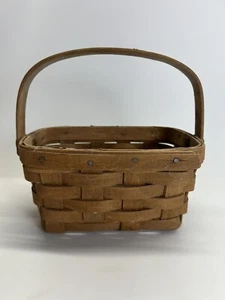 1986 Miniature Vintage Handwoven Longaberger Basket w Swing Handle - Picture 1 of 7