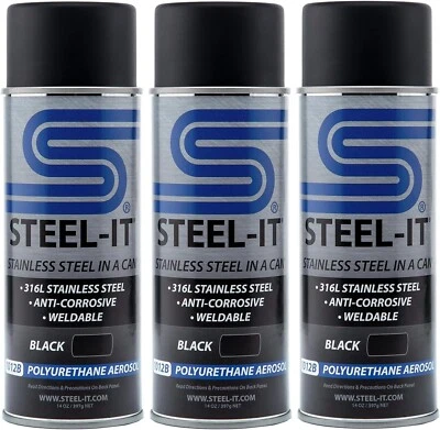 Steel-it 1012D Black Polyurethane Stainless Steel Spray 12oz Can Pack of 3 Foto 1 de 4