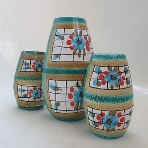 Vintage 1950s - Fratelli Fanciullacci - Hand Painted Vase Set - Mid Century - Picture 1 of 13