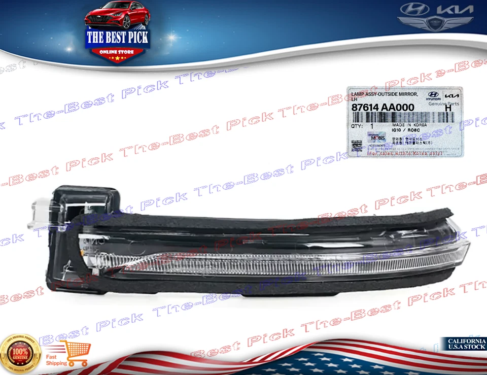⭐GENUINE⭐ Side Mirror Signal Lamp Repeater LEFT 21-23 Hyundai Elantra 87614AA000 - Image 1 of 1