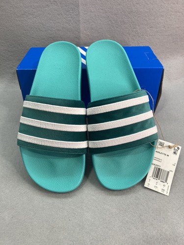 Sandali estivi Adidas Velvet Slides taglia 10 US a righe slip on spiaggia nuovi con etichette