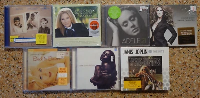 7 SEALED CDs - JOPLIN CELINE DION AGUILERA SADE PARTON ADELE STREISAND RONSTADT Foto 1 de 4