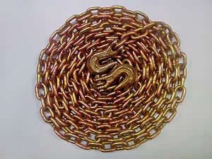 (1) Cadena de transporte 5/16"x 16' Grado 70 HECHA EN EE. UU. con ganchos de agarre G70 - Imagen 1 de 3