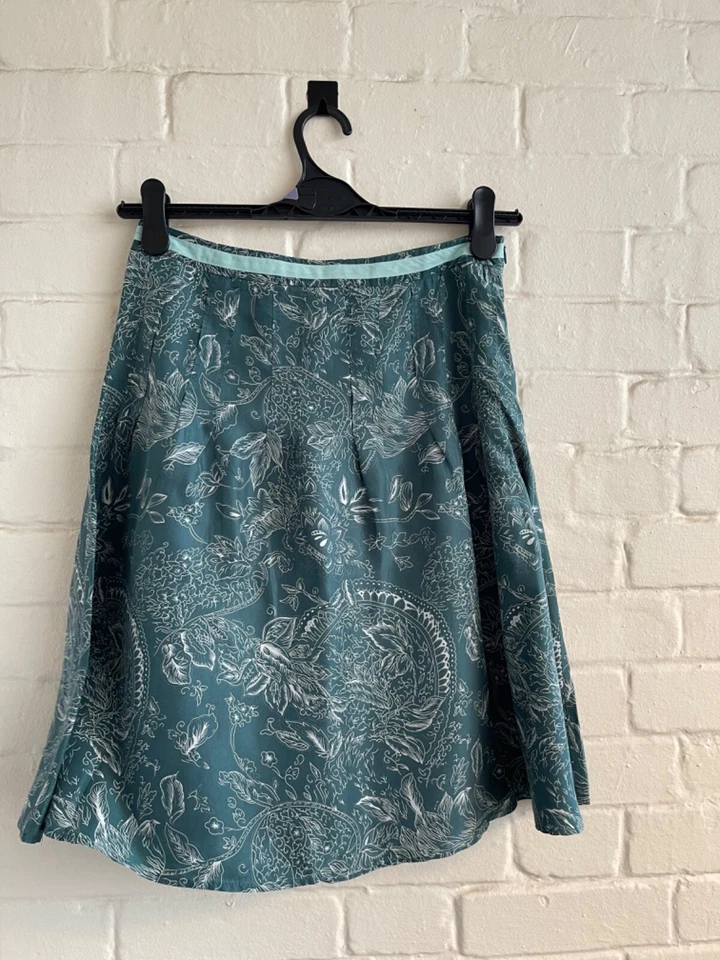 Esprit Mujer Falda Seda Bordada Verde Línea A Hasta la Rodilla Forrada Cremallera Reino Unido 10 Foto 1 de 4