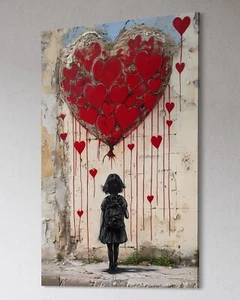 LEINWAND BILD BALLOON GIRL LUFTBALLON ABSTRAKT WAND BILD POP ART BANKSY STIL - Bild 1 von 5