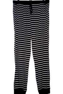 Nicole Miller Damen L Hose - schwarz-weiß gestreift Lounge - Jogger Style - Bild 1 von 2