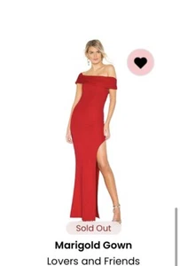 Lovers + Friends Off Shoulder Red Dress Wedding Guest Gown Size M REVOLVE - Picture 1 of 12
