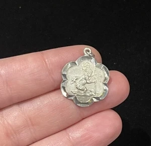Vintage Small Sterling Silver St. Christopher Pendant-Saint Of Travellers 2g - Picture 1 of 3