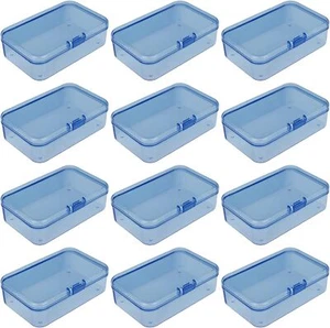 12 Pieces Mini Rectangular Plastic Boxes Empty Storage Organizer Containers with - Picture 1 of 2