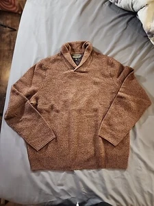 Jos A. Bank Reserve Mens Brown Wool Sweater XXL Collared Wavy Knit Fall Autumn - Picture 1 of 12